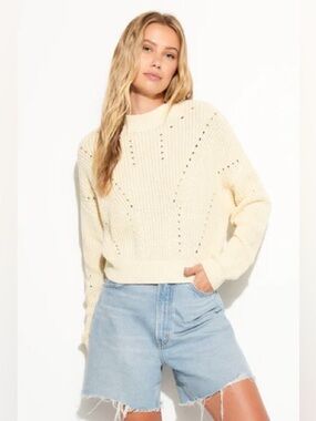 Spiritual Gangster Cream Cotton Cashmere Harper Women's Cropped Sweater Size M
